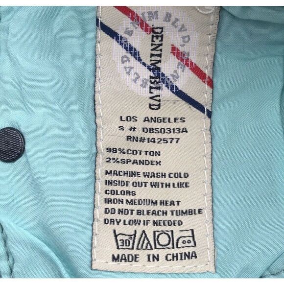 2 PAIR Denim Blvd Mid Rise Cut Off Jean Shorts Sz 5 Sm Blue Green & Lilac Bundle - Picture 5 of 6